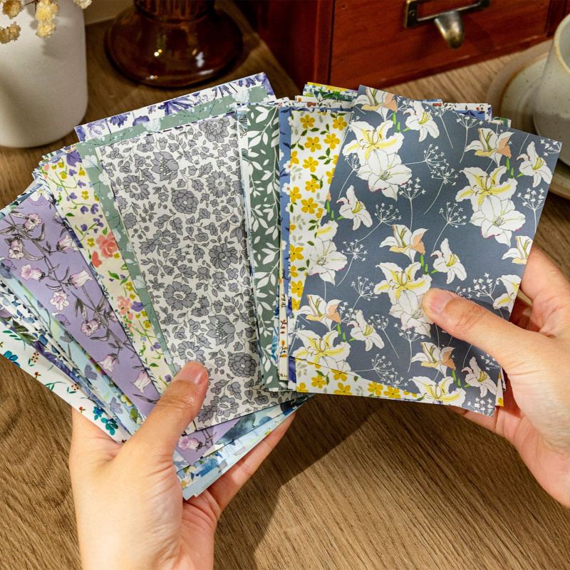 Vintage Collectible Magazines - Papier artisanal à motif floral rétro,