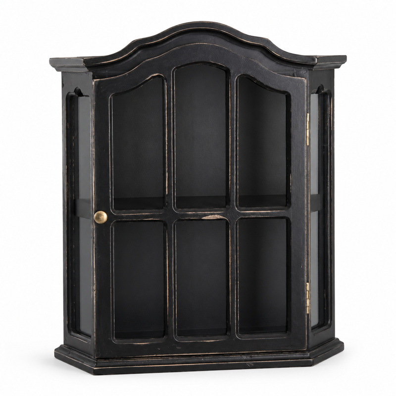 Vintage Collectible Glass - Armoire murale vintage en bois vieilli