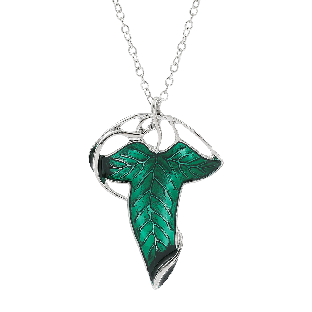 Vintage Items - Collier pendentif feuille verte vintage, bijou