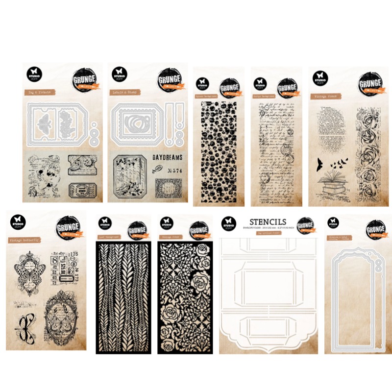 Vintage Collectible Figures - Étiquette enveloppe Collection Grunge Vintage Roses
