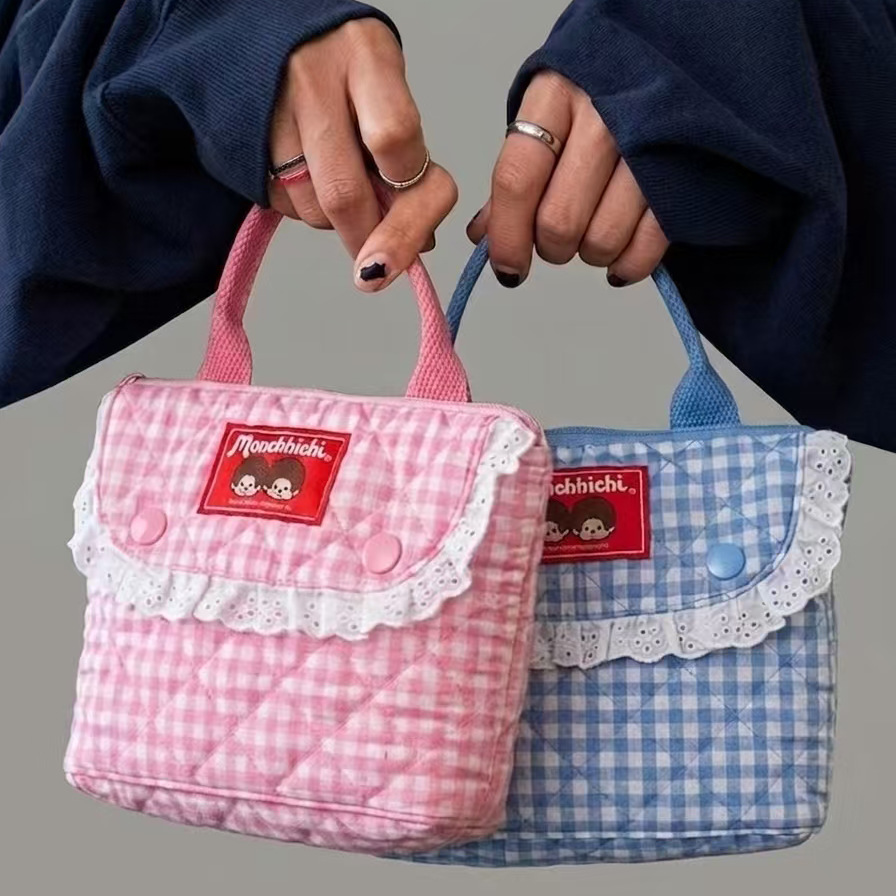 Vintage Items - Sac de maquillage vintage à carreaux