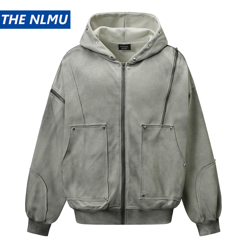 Vintage Zip Hoodie - Veste à capuche vintage pour homme,