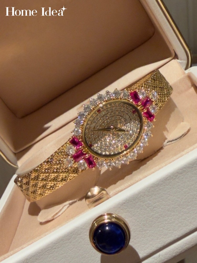 Vintage Watch Crystal - Montre à Quartz Vintage pour femmes,