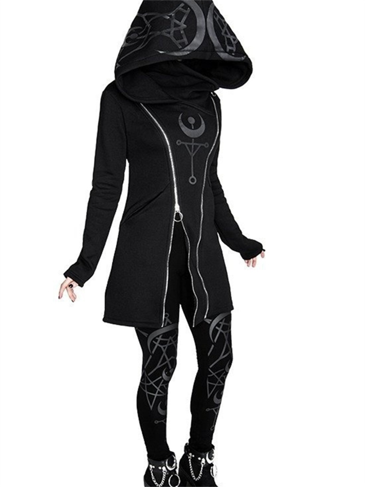 Haut gothique Punk imprimé à m - Vintage Zip Hoodie avis et prix