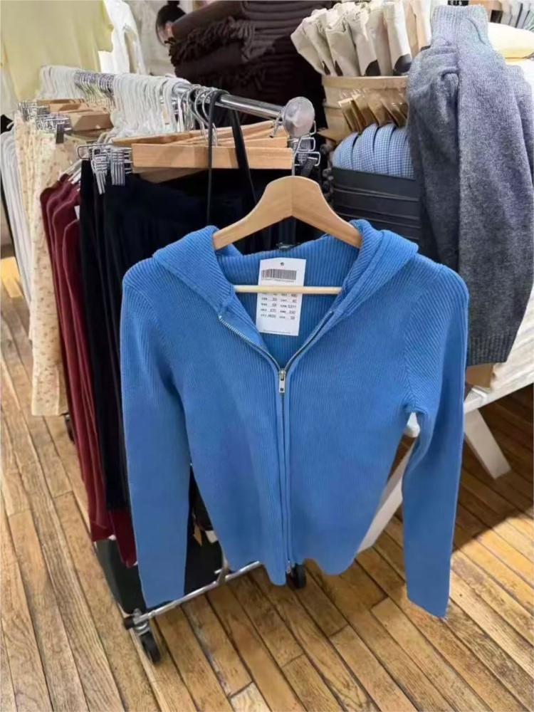 Pulls à capuche tricotés bleus - Vintage Zip Hoodie avis et prix
